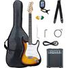 McGrey Rockit ST Set Chitarra Elettrica 8 pezzi per principianti: chitarra, amplificatore, corde, custodia, accordatore, plettro, tracolla e cavo. Colore Sunburst.