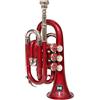 ONLIEST OVERSEAS Tromba tascabile in Sib con bocchino e custodia per il trasporto, colore rosso argento