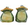 Dekohelden24 Set di 2 rane decorative XL, per giardino, terrazza o stagno, in ceramica, seduta, laccate in verde scuro, dimensioni: 9 x 9 x 12 cm.