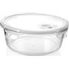 H&H Contenitore In Vetro Tondo Con Coperchio E Valvola - 970 Ml - Diametro 18 Cm - Per Forno, Microonde, Lavastoviglie - Con Guarnizione In Silicone Ermetica
