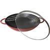 STAUB Wok in Ghisa, Include Coperchio in Vetro e Griglia Rimovibile, Adatto per Induzione, Ø 37 cm, 5,7 L, Ciliegia