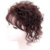 Eree Hair Topper per capelli umani ricci corti in seta, con frangia piatta per donne che coprono capelli sottili e perdono capelli, con clip per toupee da donna, capelli umani castano scuro