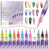 Generic Set di 12 pennarelli per nail art 3D, pennarelli per smalto con asciugatura rapida per acrilico, penna per nail art a punto graffiti e per punteggiatura per design di unghie, kit per nail art per