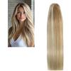 Larafona 9A - Extension per capelli umani 100% Remy Tenda, capelli lisci biondi P8/60# Human Hair Weave 100 g 12 inch/30 cm