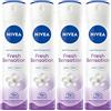 Nivea Fresh Sensation Deodorante Spray Antitraspirante 72h Formula InfiniFresh ad Azione Antibatterica Contro Cattivi Odori e Sudore Profumo Neutro Freschezza a Lunga Durata - 4 Flaconi da 150ml