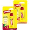 Carmex Peach Mango e Cherry Tube - Cura delle labbra per labbra secche, balsamo per labbra idratante e lenitivo per labbra screpolate, con vaselina, vitamina E e cera d'api - (2 x 10 g)