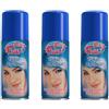 Virsus 3 bombolette Spray da 100 ml di Colore Blu temporaneo per Capelli, colora i Tuoi Capelli per Feste Party e Eventi sia per Bambini e Ragazzi lacca Colorata Blu