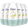 Dove Go Fresh Pear & Aloe Vera, deodorante antitraspirante roll on, confezione da 6 (50 ml x 6)
