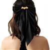 MEIEG Fermaglio per Capelli Con Fiocco Personalizzato Con Nome Inciso Fermagli per Capelli Francesi Con Fiocco Grande E Nastro Lungo Fermagli perCapelli Morbidi In Raso E Seta per Matrimonio(Black)