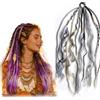 HKNLMM Extension Coda di Cavallo Dread Elastica 22 Pollici, Extension Dreadlock Boho con Perle Artigianali, Installazione Rapida per Festival, Viaggio & Giorno Giorno(White)