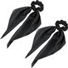 yuntop 2 elastici per capelli con fiocco annodato in raso, con coda, per donne e ragazze (nero)
