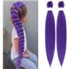 Sixfox 2 Pezzi di Capelli Viola da Intrecciare, 26 Pollici, Capelli Sintetici Extension per Capelli Pre-Allungate, Extension Facili da Intrecciare, Treccia Intrecciata per Bambini