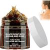 Nexoria Sapone nero marocco, sapone nero con argan e rosa, sapone nero organico marocchino nero scrub per la pelle morbida, 200 g (1 pezzo)