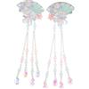 BAZEITFLOW Forcine per Chioma a Ventaglio Giapponese con Nappe di Perline Vintage Accessori per Chioma da Matrimonio Cinese Hanfu Fermagli Decorativi per Spose e Cosplay Set 2 Pezzi Blu