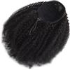 QRSTUVXZY Coda di Cavallo Extension Afro Kinky Curly Ponytail Human Hair Extensions for Black Women， Drawstring Pony tail ponytail extension(14inch)