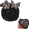 Tsangbaby 2 fermagli elastici per capelli, con strass, a forma di farfalla, per chignon, con fiori, per capelli da donna, colore: nero