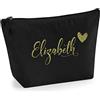 TULLUN Beauty case da donna personalizzabile con nome, iniziali e cuori, per pochette, custodia dei trucchi, con glitter o fiocco, stampa su materiale
