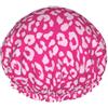TZTTZT Cuffia da doccia da donna, con stampa leopardata, riutilizzabile, a doppio strato, con fascia elastica per capelli lunghi, cuffia da bagno per doccia