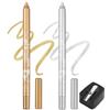 Generico 2 Pcs Colorato Gel Glitter Eyeliner, Eyeliner impermeabile Labbra Liner Ombra occhi Matite sopracciglia Penna Eye Makeup (04 Oro e 05 Argento)