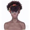 JIANBOHAIRS Parrucca afro riccia corta con frangia e fascia avvolgente, parrucca afro riccia con turbante sintetico for cosplay for Thinning Hair(Dark wine red)