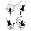 Generic 5 PCS Temporary Tattoos Adesivi Per Tatuaggi Carini A Base Di Erbe Con Gatto Che Osserva La Luna, Adesivi Sexy Per Braccio Impermeabili E Resistenti, Tatuaggi Di Simulazione