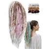 NNBWLMAEE Elastic Dread Ponytail, 26cm Boho Dreadlock Ponytail Extension with Hair Tie, Shell and Charm Details, Lightweight Natural Hand-braided Braids Long Ponytails Dreads for Women Men Festival Daily (F1)
