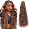 Saisifen 8 Pacchi Boho Dea Box Trecce Capelli All'uncinetto per Le Donne Nere, Pre-ciclo Bohemian Micro Trecce Con Capelli Ricci 30# Castano 24 Pollici(60cm)