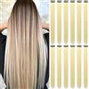 WUODHTW 12Packs Colored Hair Extensions 21.65Inch Straight Color Clip in on Hair Extension Rainbow Party Cosplay Highlights Synthetic Hairpiece for Women (beige)