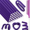 Syhood 30 bigodini flessibili da 9,45 mm, in schiuma morbida, senza calore, 1 pettine a coda di topo in acciaio, per capelli lunghi e corti (viola, 24 x 1 cm)