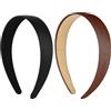 WLLHYF 2 fasce per capelli in raso, larghe 2,5 cm, alla moda, tinta unita, antiscivolo, in tinta unita, accessori per capelli fai da te, per donne e ragazze, Halloween, Natale (nero + caffè)