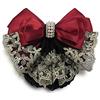 VASANA 2 pezzi professionali per chignon, rete per capelli con fiocco a forma di ventaglio in pizzo e perle di cristallo, accessorio per capelli per donne infermiere, hostess con vestiti da lavoro (rosso)