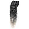 Ser Mulher Coda Capelli Extension Riccia, Lunga: 70 cm - Peso: 146 g con Coulisse Regolabile - Coda Finta Capelli, Voluminosa in Termofibra Naturale, Facile da Applicare, JACY, Black Silver Degradee