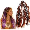HKNLMM Extension Coda di Cavallo Dread Elastica 22 Pollici, Extension Dreadlock Boho con Perle Artigianali, Installazione Rapida per Festival, Viaggio & Giorno Giorno(Orange)