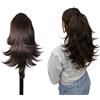 Ser Mulher Extension Coda Di Cavallo ERICA con Pinza Capelli LISCI o MOSSI 30 cm. Aspetto Naturale (4 Castano scuro)