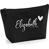TULLUN Beauty case da donna personalizzabile con nome, iniziali e cuori, per pochette, custodia dei trucchi, con glitter o fiocco, stampa su materiale