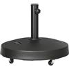 Outsunny Base per Ombrellone da 25kg con 2 Manovelle e Rotelle Bloccabili, Basamento per Ombrellone in Resina e Acciaio, Ø53x41 cm, Nera