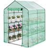 Jyibinee Copertura per Serra, 143 x 143 x 195 cm Serra da Giardino con Ingresso PE Impermeabile di Ricambio con Porta Isolamento Termico Antipioggia Serra Trasparente Verde