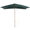 Outsunny Ombrellone da Giardino 2x3 m con Corda e Prese d'Aria, Ombrellone da Esterno con 6 Stecche in Legno, Bambù e Poliestere 180g/㎡, per Cortile, Terrazza e Balcone, Verde Scuro
