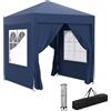 Outsunny Gazebo 2x2 m Pop-up Impermeabile con 4 Pareti Rimovibili, Gazebo Pieghevole in Metallo e Poliestere con Borsa da Trasporto, Blu