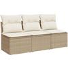 vidaXL Divano da Giardino con Cuscini a 3 Posti Beige in Polyrattan