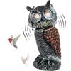 SkyFace Gufo Spaventapasseri Solare, Gufo Dissuasore per Uccelli da Esterno, Gufo Scaccia Piccioni con Testa Mobile e Suono per Balcone Tetto Giardino Terrazza, Finto Gufi Decorativo, Anti uccelli gatto