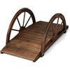 SOARS Ponte da Giardino in Legno di Abete Carbonizzato con Ringhiere a Mezza Ruota, Ponticello Decorativo Portata 75 kg, 101 x 49 x 38 cm, Marrone
