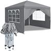 Aufun Gazebo pieghevole, 2,5 x 2,5 m, impermeabile, pieghevole, con 4 pannelli laterali, protezione UV per feste, matrimoni e picnic, colore grigio
