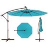 COSTWAY Ombrellone da Giardino 300 cm, 40 Luci LED Solari, Anti-UV, Inclinazione Regolabile, Manovella, 8 Stecche per Esterno Piscina Patio (Turchese)