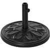 Outsunny Base per Ombrellone Rotonda in HDPE con Disegno Floreale, Base Ombrellone da 13kg con Supporto per Pali da 35-38-48mm, Nero