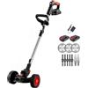 DISCORAMA TAGLIAERBA ELETTRICO DECESPUGLIATORE 21V CON RUOTE TAGLIABORDI DOPPIA 2 BATTERIA