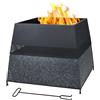 IlGruppone Braciere da Esterno a Legna Quadrato in MGO e Ferro Verniciato a Polvere, Fire Pit da Giardino con Base Effetto Pietra, Resistente a Ruggine e Calore, 55,5 cm