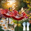 GLSAYZU Paletto da giardino in metallo a forma di fiore, abbeveratoio per uccelli resistente alle intemperie e stazione per impollinatori con tappo di terra per giardino, prato e patio (2pc)