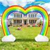 KOOY Arco arcobaleno gonfiabile da 3 m, a forma di cuore, arco gonfiabile Rainbo, decorazione da giardino con luci a LED, per esterni, feste di compleanno, feste, giardino, prato