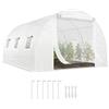 Outsunny Serra da Giardino a Tunnel 4x3x2 m con Porte Avvolgibili e 6 Finestre, Serra per Orto con 2 Rinforzi Diagonali, Struttura in Acciaio e Copertura PE, per Orto Verdure Fiori Frutta, Bianco